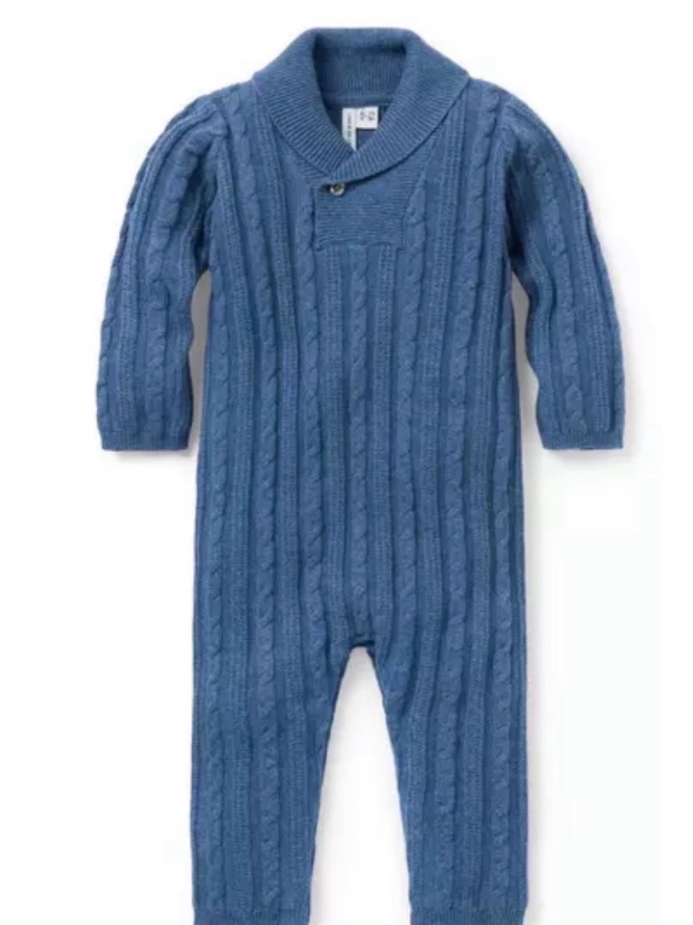 Janie and Jack Cable Knit Shawl-Collar One-Piece in Blue